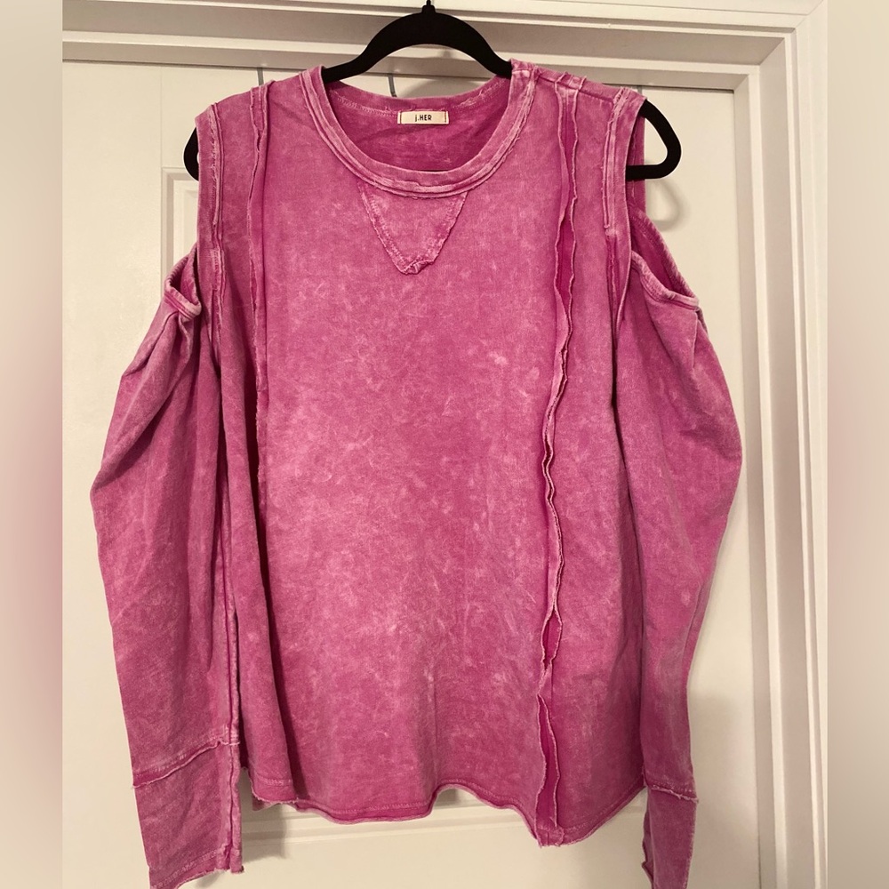 j HER Mineral Wash Open Shoulder Top